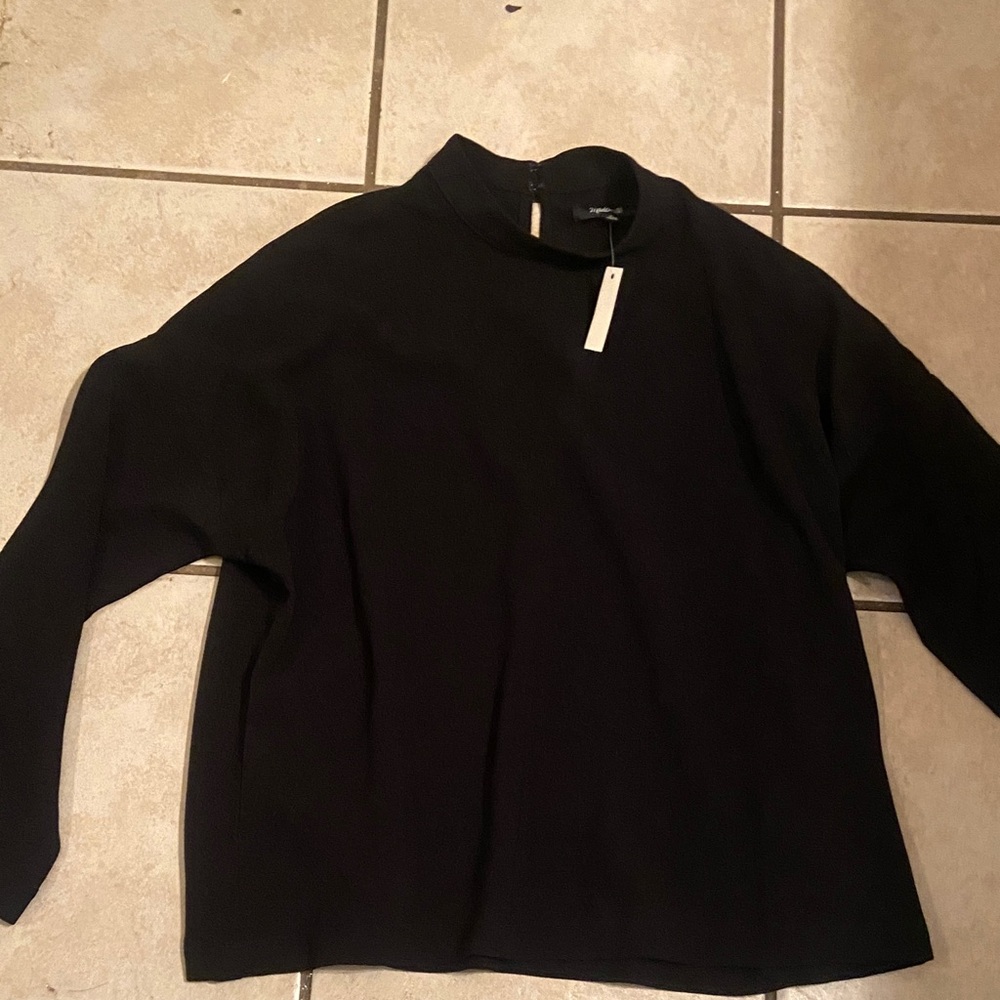 Madewell Black Mock Neck Long Sleeve Top